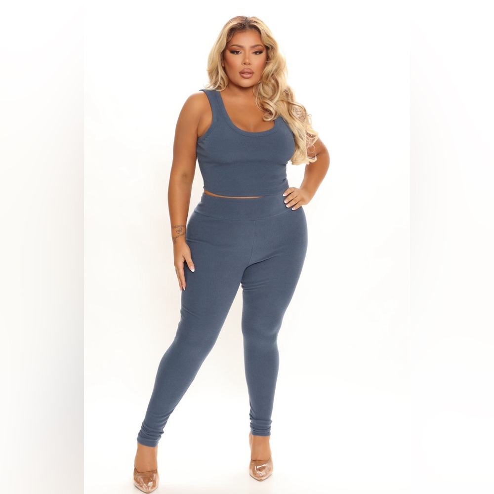 Movin' On Ribbed 3 Piece Legging Set - Denim